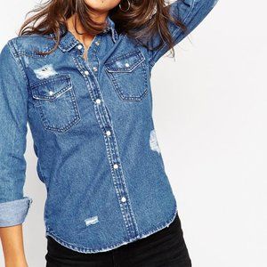 distressed denim shirt womens